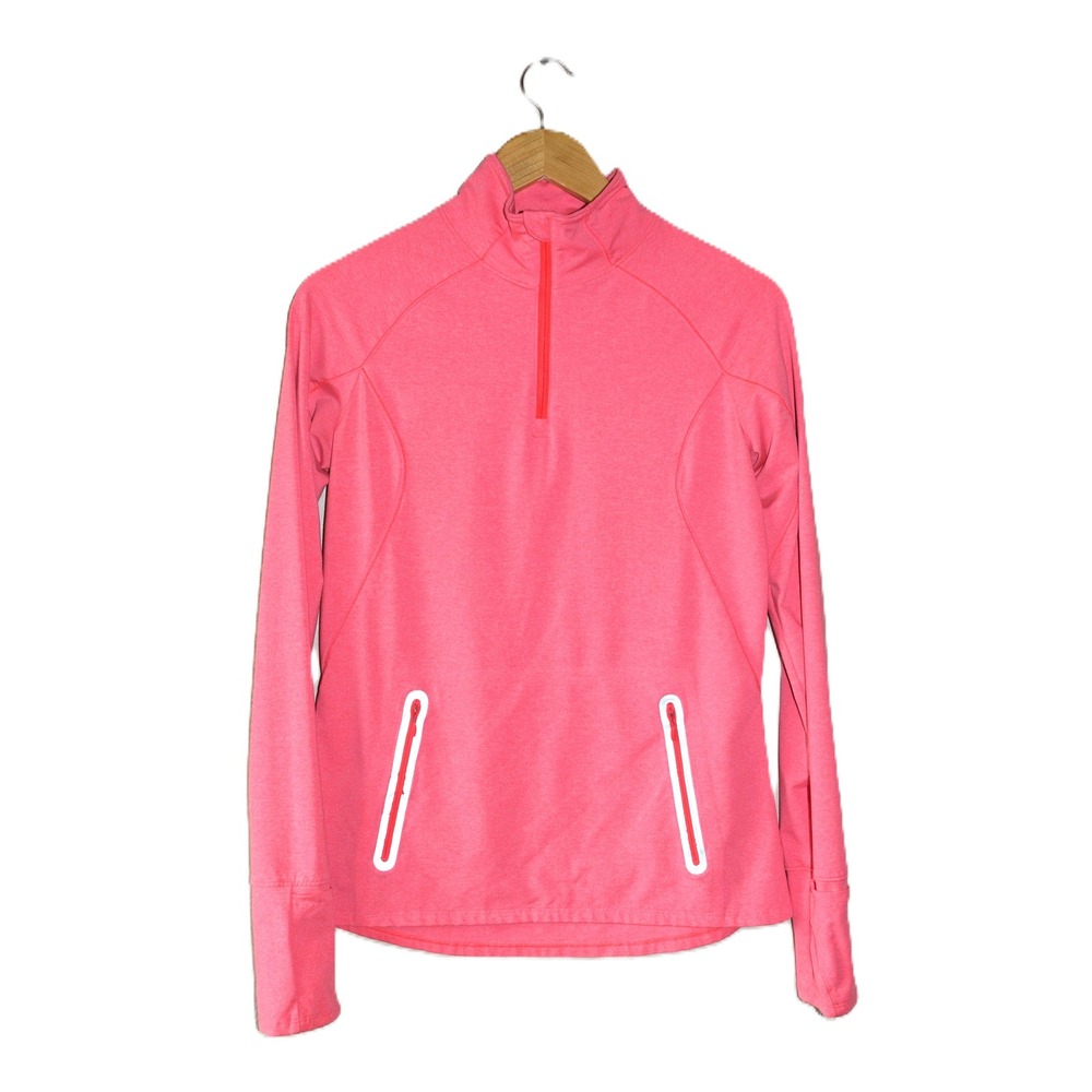 Under Armour Pullover Womens Medium Pink ColdGear Quarter Zip Thumbhole Top